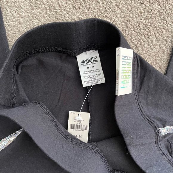 Pink Victoria’s Secret bling cotton leggings NWT sz M HTF - Picture 4 of 6